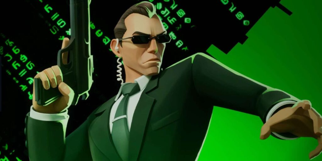 agent-smith-over-a-green-background-in-multiversus